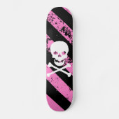 Streifen EMO gebrochener Schädel und Knochen Skateboard (Vorderseite)