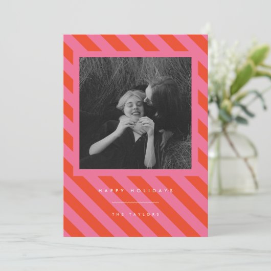 Streifen Feiertagskarte (Stehend Vorderseite)