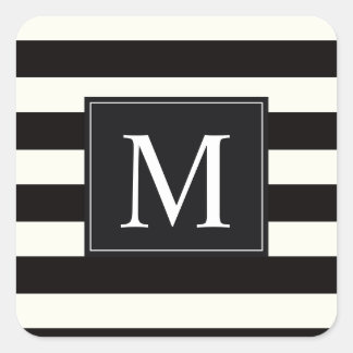 Streifen Fett schwarz-weiße Monogramm Streifen Quadratischer Aufkleber