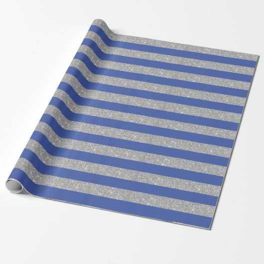 Streifen für den blauen und silbernen Glitzer Geschenkpapier (Ungerollt)