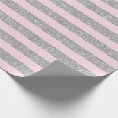 Streifen für hellrosa und silberne Glitzer Geschenkpapier (Ecke)