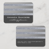Streifen für Monogramm Glitzer/grau Visitenkarte (Vorne/Hinten)