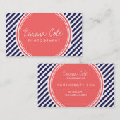 Streifen für Navy und Korallen Visitenkarte (Vorne/Hinten)