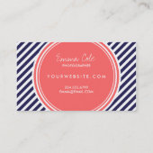 Streifen für Navy und Korallen Visitenkarte (Rückseite)