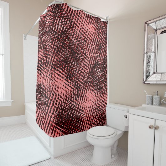 Streifen gekreuzt und verschwommen, pfirsichfarben duschvorhang (Beispiel)