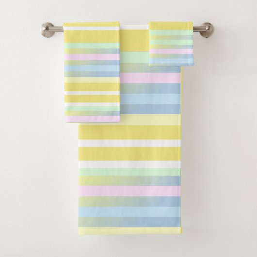 Streifen Gelb, Blau, Grün, Rosa Badhandtuch Set (Insitu)