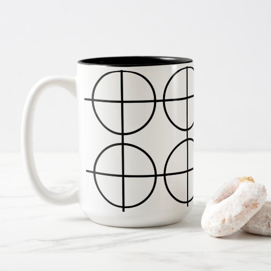Streifen geometrisch, schwarz und weiß zweifarbige tasse (Mit Donut)