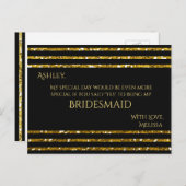 Streifen Glitzer - Werden Sie meine Bridesmaid? Einladungspostkarte (Vorne/Hinten)