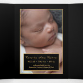 Streifen Gold Anker, 5 Foto Collage Baby Birth Dreifach Gefaltete Ankündigung (Innenseite Mitte)