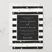 Streifen Gold Foil Spots QR in einer Hochzeit Einladung (Vorderseite)