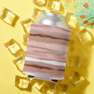 Streifen Gold Glitzer Rosa Dose Cooler Dosenkühler