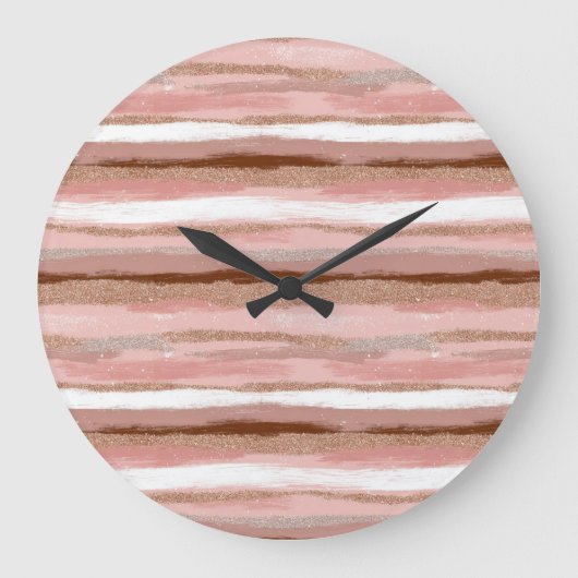 Streifen Gold Glitzer Rosa Uhr (Vorderseite)