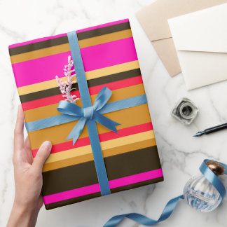 Streifen Gold, Rot und Magenta Moderne Geschenkwra Geschenkpapier