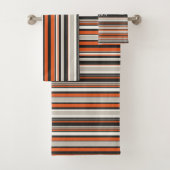 Streifen Grau Orange Minimales Muster Badhandtuch Set (Insitu)