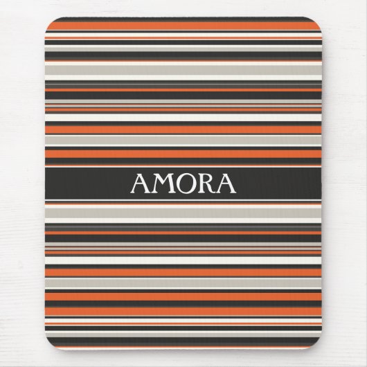 Streifen Grau Orange Minimales Muster Mousepad (Vorne)