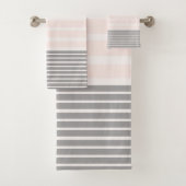 Streifen grau, rosa weiß badhandtuch set (Insitu)