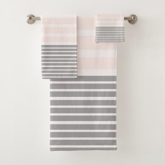 Streifen grau, rosa weiß badhandtuch set (Insitu)