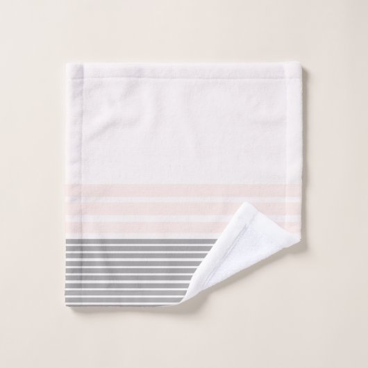 Streifen grau, rosa weiß badhandtuch set (Waschlappen)