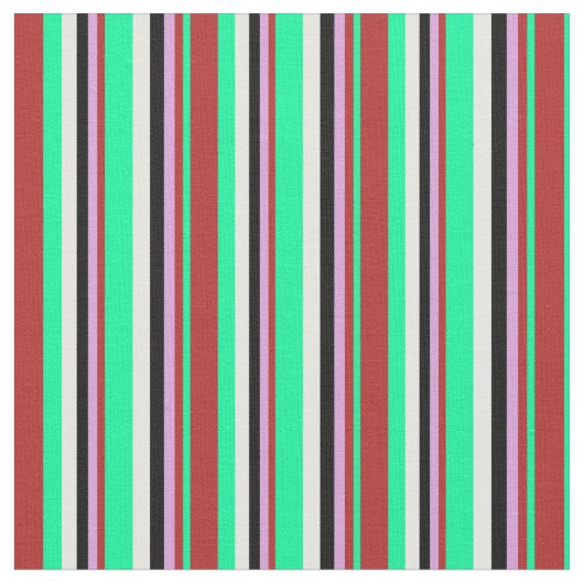 Streifen grün, rot, pflaumenrot, schwarz und weiß stoff (Nahaufnahme)