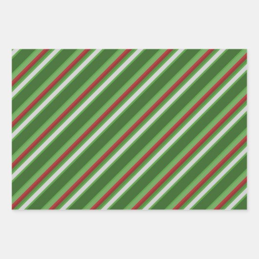 Streifen Grün, Rot und Weiß Weihnachten Geschenkpapier Set (Vorderseite 2)