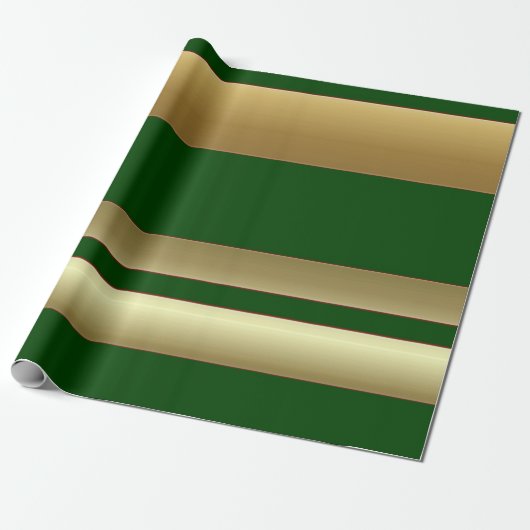 Streifen grün und goldenes Packpapier (Ungerollt)