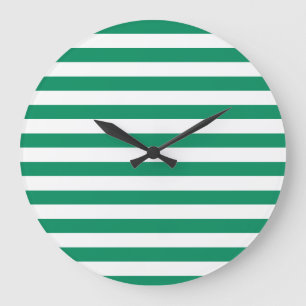 Streifen Grün/Weiß Anpassbar Große Wanduhr
