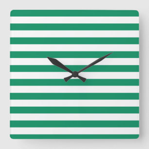 Streifen Grün/Weiß Anpassbar Quadratische Wanduhr