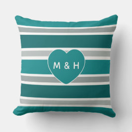 Streifen & Heart Custom Monogram throw Kissen