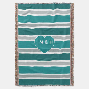 Streifen & Heart kundenspezifische Monogramm-Werfe Decke