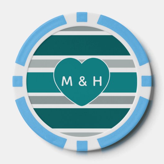 Streifen & Heftspäne für Monogramm und Datums-Poke Pokerchips (Vorderseite)