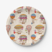 Streifen-Heißluftballons Pappteller (Vorderseite)