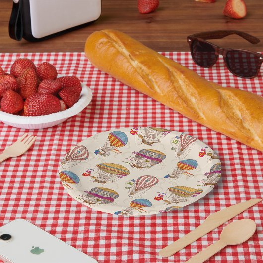 Streifen-Heißluftballons Pappteller