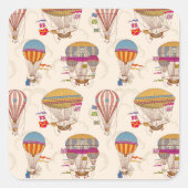 Streifen-Heißluftballons Quadratischer Aufkleber (Vorderseite)