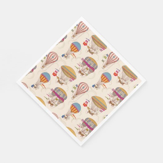 Streifen-Heißluftballons Serviette (Ecke)