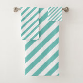 Streifen hell blau und weiß badhandtuch set (Insitu)