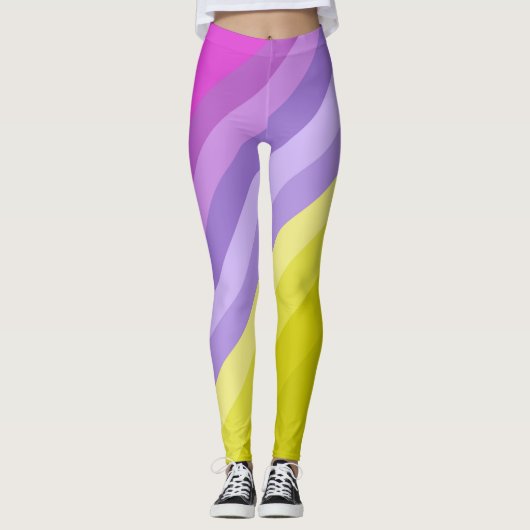 Streifen, hell, Regenbogen Leggings (Vorderseite)