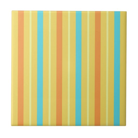 Streifen Hellorange Blau Gelb Fliese (Vorderseite)