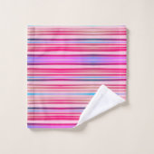 Streifen Himbeere, rosa, Lila, Lilac Handtuch Badhandtuch Set (Waschlappen)
