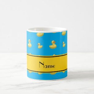 Streifen-Himmelblau-Gummiente des individuellen Kaffeetasse