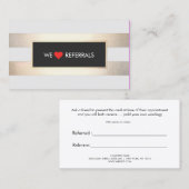 Streifen-IMITATE - Goldene und schwarze rote Herzk Empfehlungskarte (Vorne/Hinten)