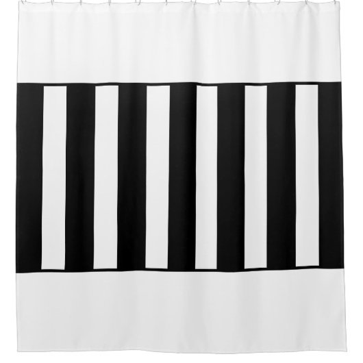 Streifen in der Mitte. Schwarz und Weiß. Duschvorhang (Vorderseite)