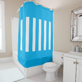 Streifen in der Mitte. Skye Blau und weiß. Duschvorhang