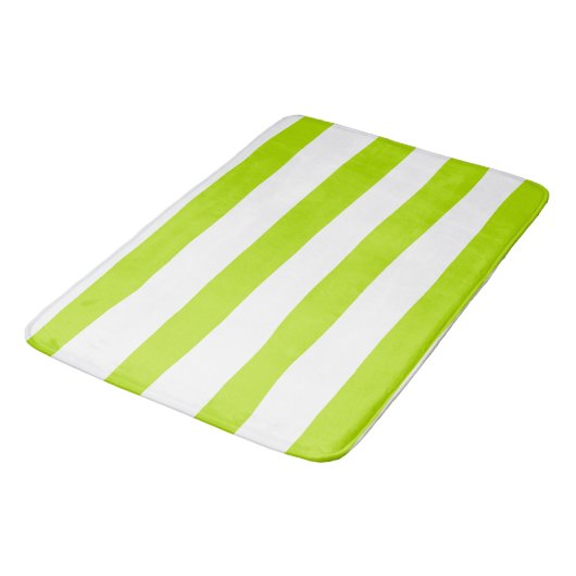 Streifen in Farbe grün und weiß Badematte (Schrägansicht)