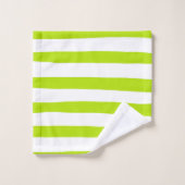 Streifen in Farbe grün und weiß Badhandtuch Set (Waschlappen)