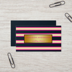 Streifen in Gold, rosa und weiß Visitenkarte