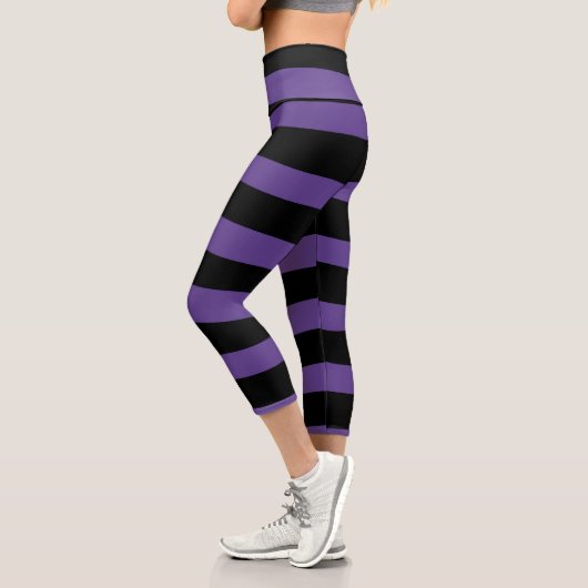 Streifen in Lila und schwarz Capri Leggings (Links)