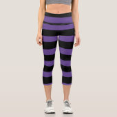Streifen in Lila und schwarz Capri Leggings (Vorderseite)
