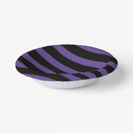 Streifen in Lila und schwarz Pappteller (Gewinkelt)