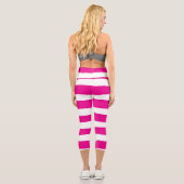Streifen in Magenta und Weiß Capri Leggings (Rückseite)