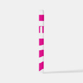 Streifen in Magenta und Weiß iPhone Hülle (Rechte Seite)